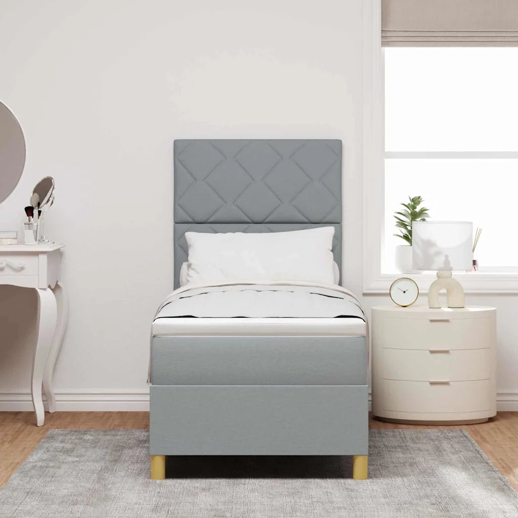 Letto a Sorgente LED Grigio chiaro 80 x 200 cm Tessuto