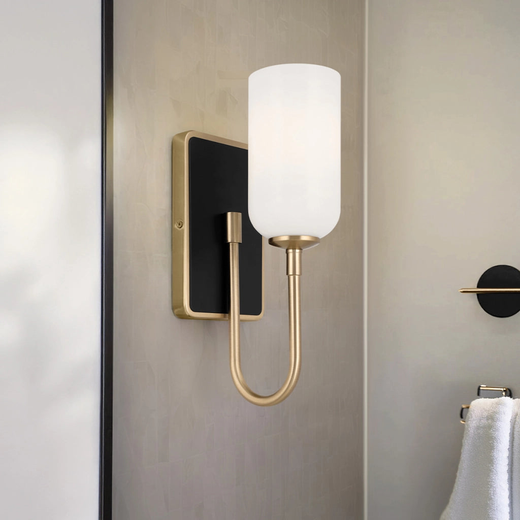 Applique bagno ovale oro/nero vetro bianco G9 3W IP44 Kichler