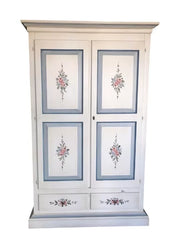 Armadio 2 porte 2 cassetti bianco filo azzurro decori 125x60x200 - Mobili 2G