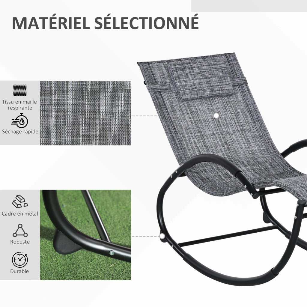Poltrona a dondolo reclinabile con poggiatesta ¨C Xylo ¨C tessuto grigio per interno/esterno