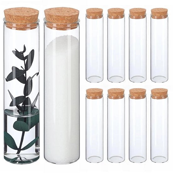 Prova di laboratorio 3 x 12 cm - Prova di laboratorio con tappo - Vetro borosilicato - Chiusura ermetica - Per laboratorio/scolastico - Ideale per erbe e campioni - Prova di laboratorio