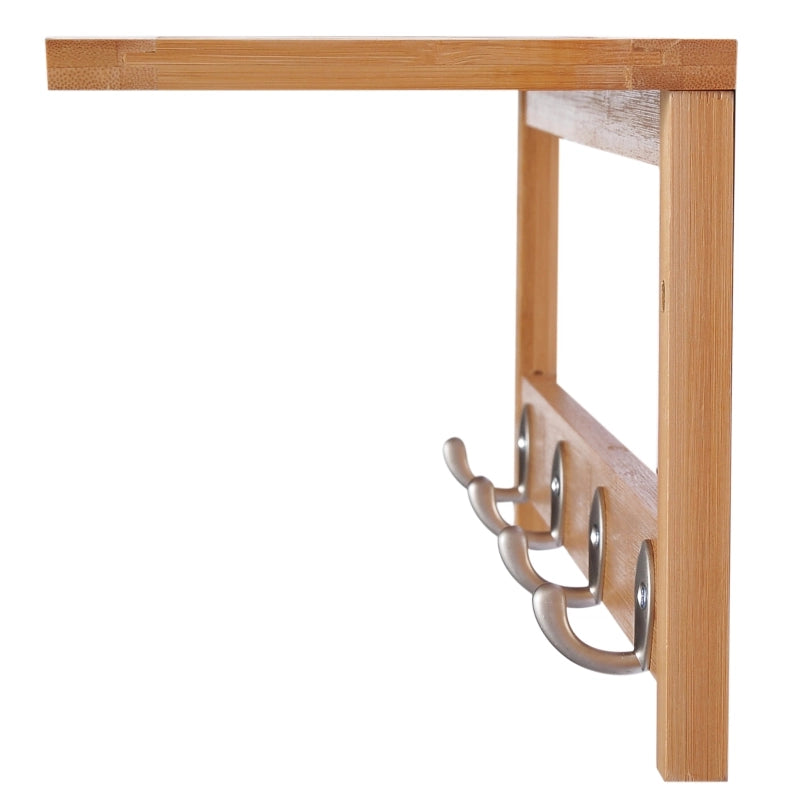 Appendiabiti da parete con ganci, salvaspazio, portata 5 kg, 50 x 16 x 17,5 cm, legno naturale
