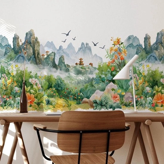 Sticker per Parete con Fiori di Bos - Decorazione per la Sala da Pranzo - Decorazione per la Camera da Letto - Decorazione per la Camera dei Bambini - Decorazione per la Parete - Adesivo Autoadesivo e Rimovibile