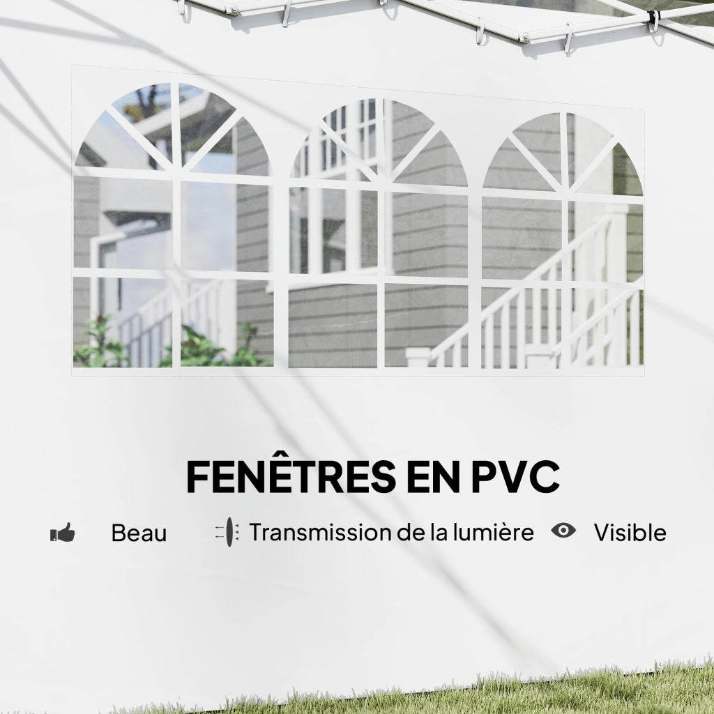 Pannelli laterali per gazebo 3x3m ¨C Xylo ¨C Set 2 pezzi con finestra tessuto Oxford bianco