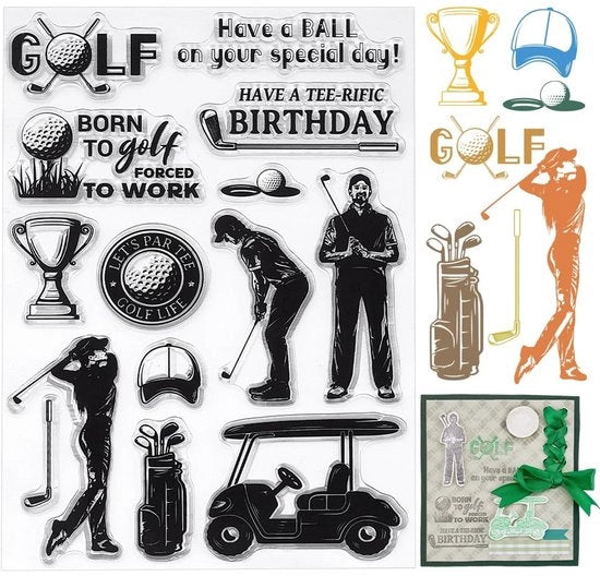 Stempelset Golf Thema - Stempel - Kunststof - 1pz/set - 11x16 cm - Ideale per Creare Carte - Stempel per Scrapbooking