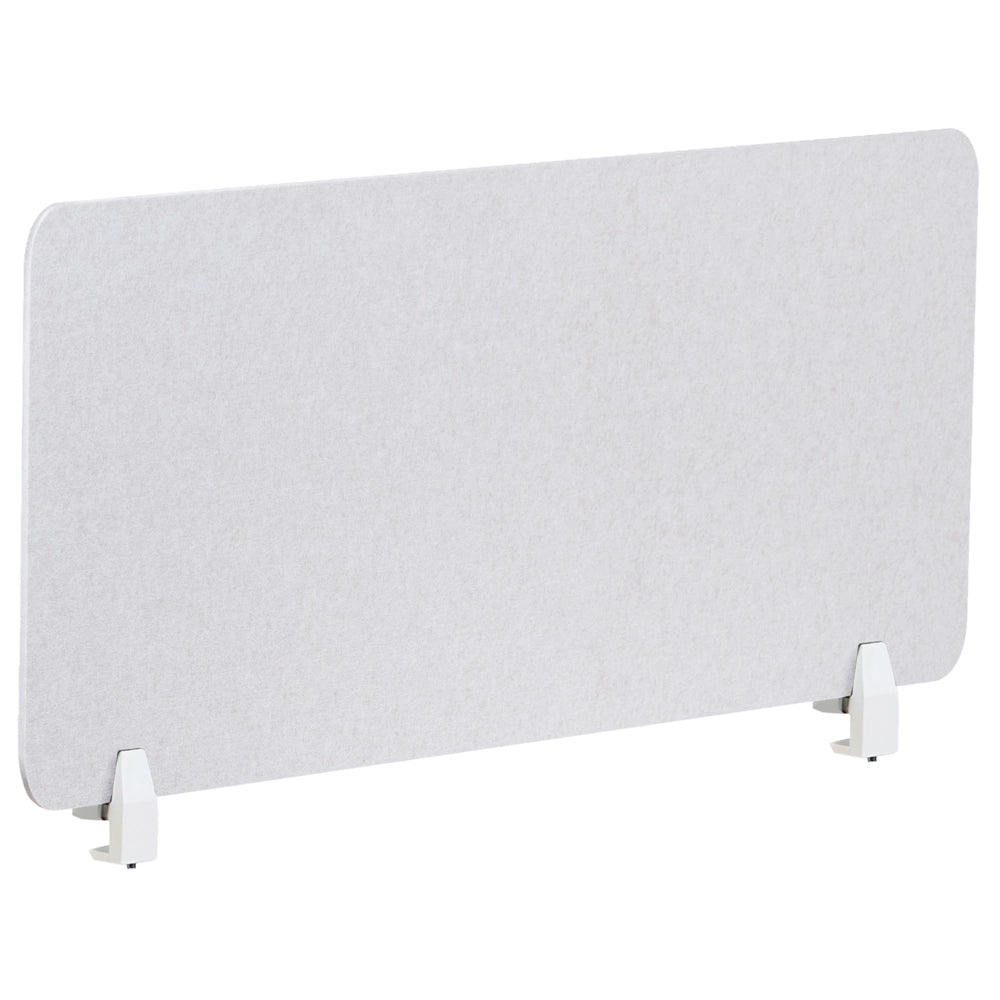Pannello Divisorio da Scrivania Bianco Sporco in PET con Rivestimento in Tessuto 120 x 50 cm Schermo Acustico per Ufficio e Home Office
