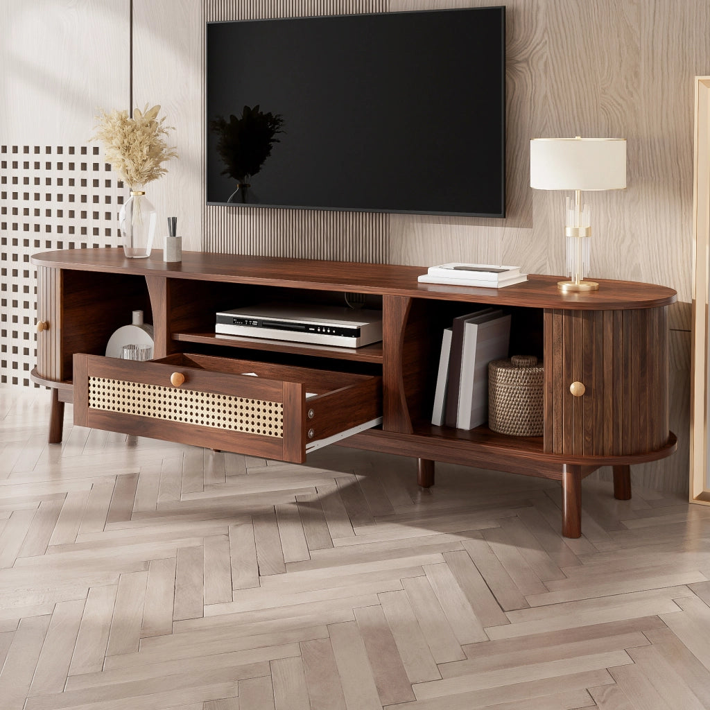 MOBILE TV con Ante e Cassetti 165x37x46 cm MDF Noce