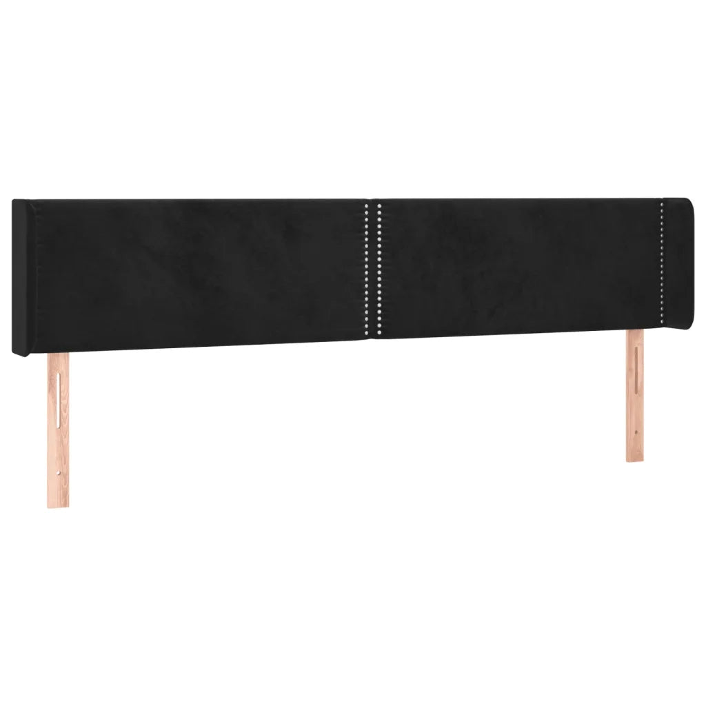 Testiera | Testata ad Orecchio Nera 203x16x78/88 cm in Velluto