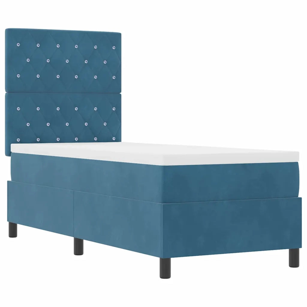 Letto a Sorgente LED con testiera Blu Scuro 80 x 200 cm Tessuto