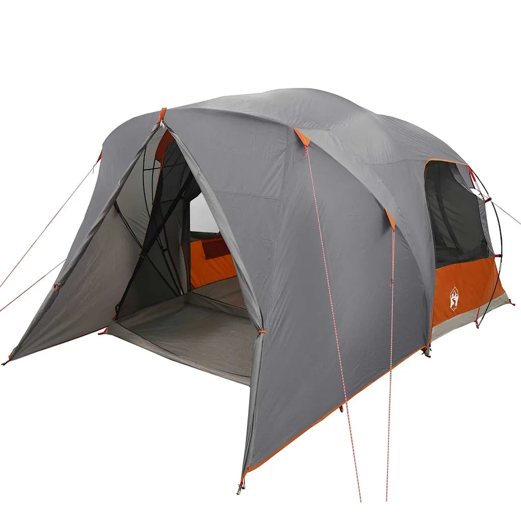 Tenda a cupola per 6 persone con tetto-Tenda da campeggio Grigio e arancione