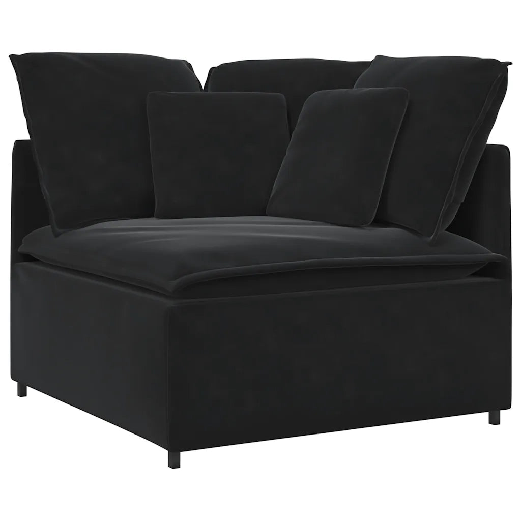 Divano Modulare con Cuscini in Velluto Nero 3321254