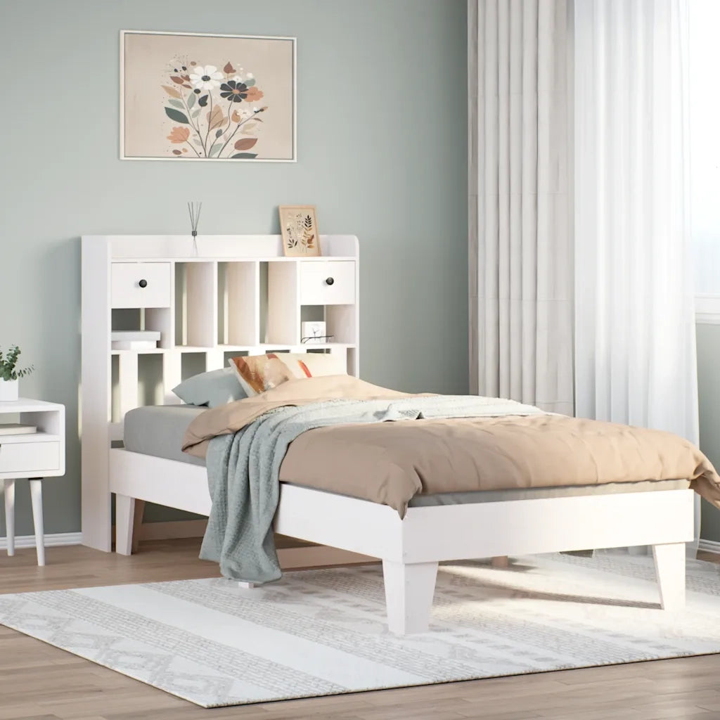 Letto senza Materasso Bianco 90x190 cm in Legno Massello Pino 3308865