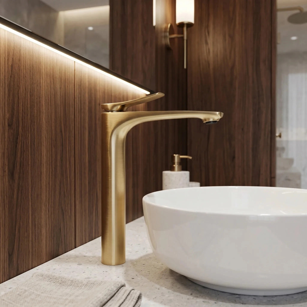 Rubinetto Da Lavabo Premium Rea Vision Brush Gold High