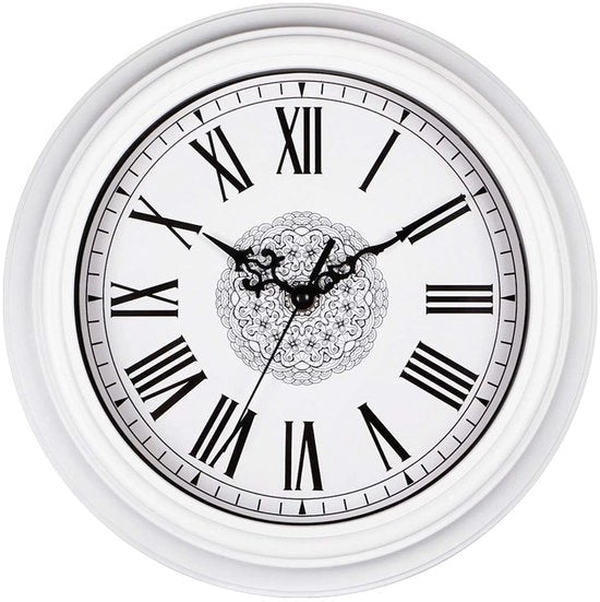 Orologio da Parete da 30cm, Senza Suono, Orologi da Parete Vintage per Salotto, Cucina, Camera da Letto, Casa - Bianco