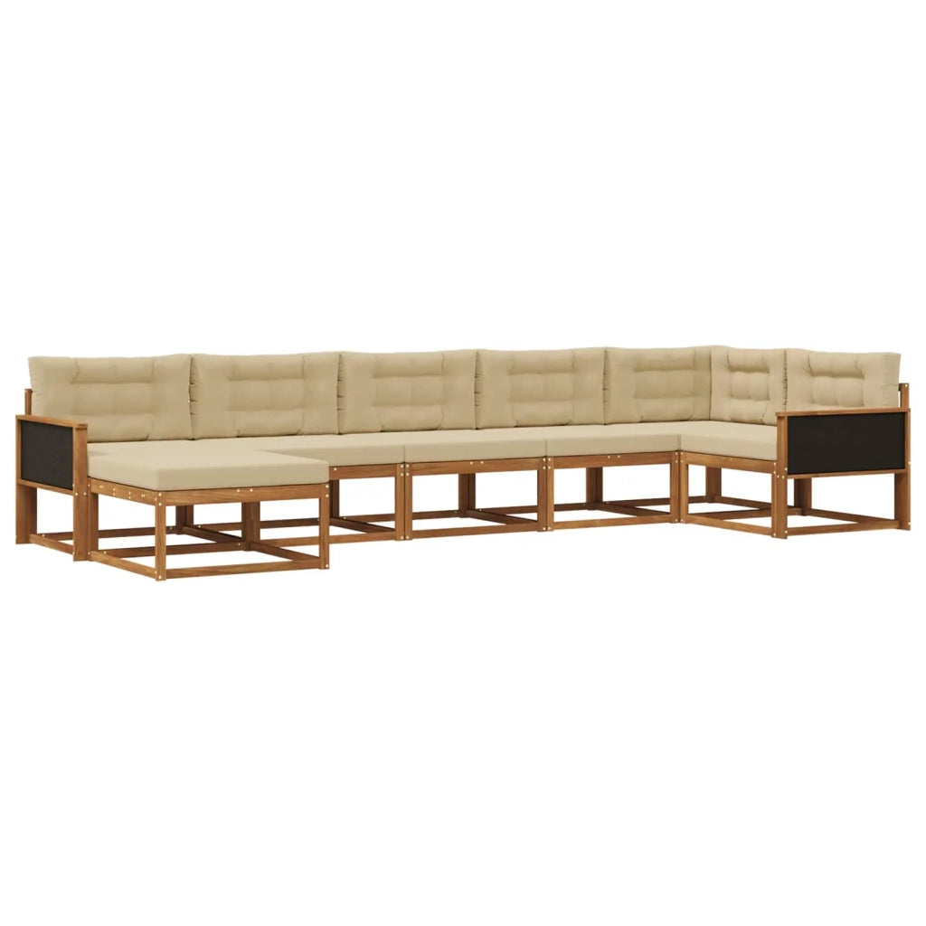 Set di divani da esterno con cuscino 7 pcs Naturale e Beige 3382736