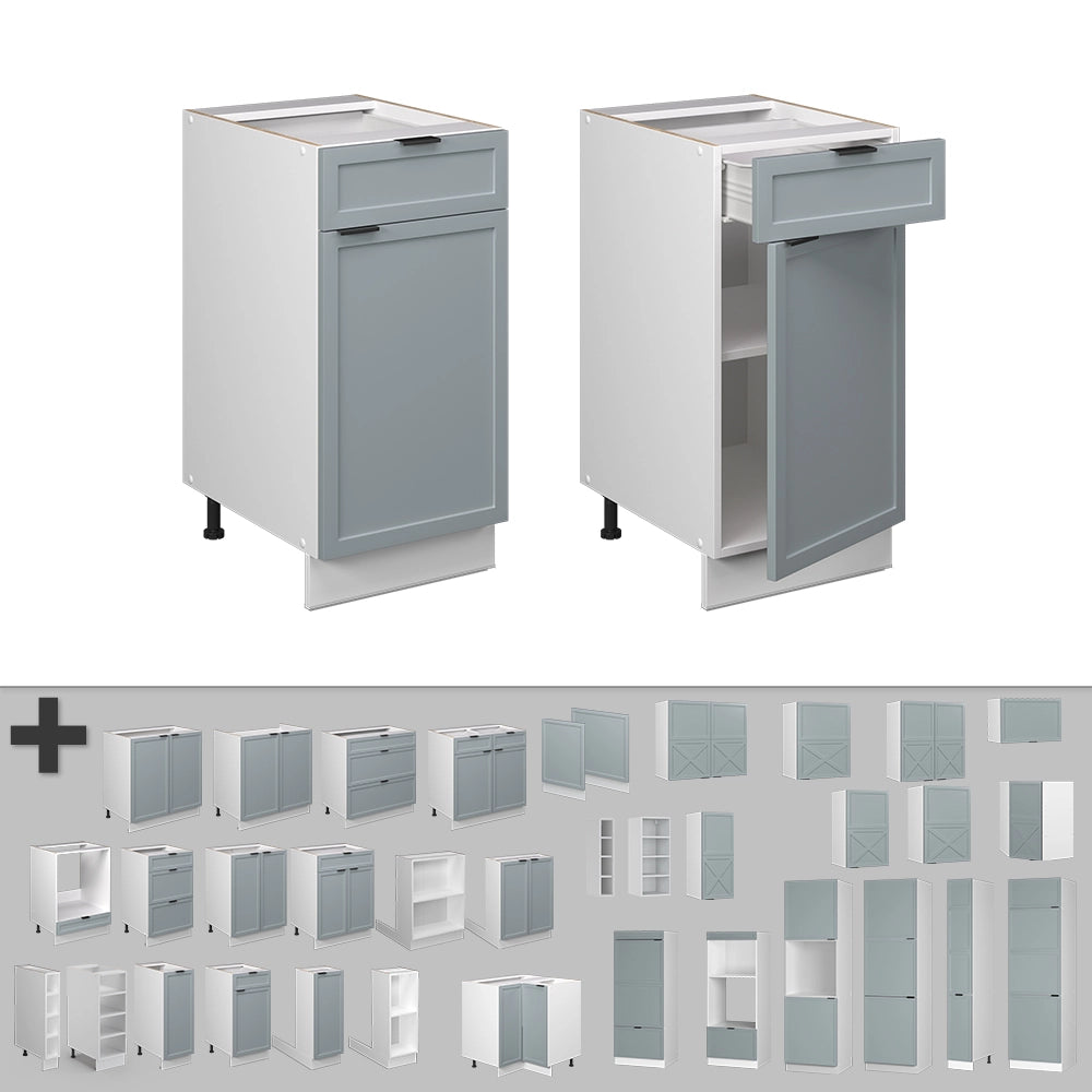 Mobiletto base per cucina Fame-Line Blu-grigio chiaro/Bianco 40 cm, PL Marmo Vicco