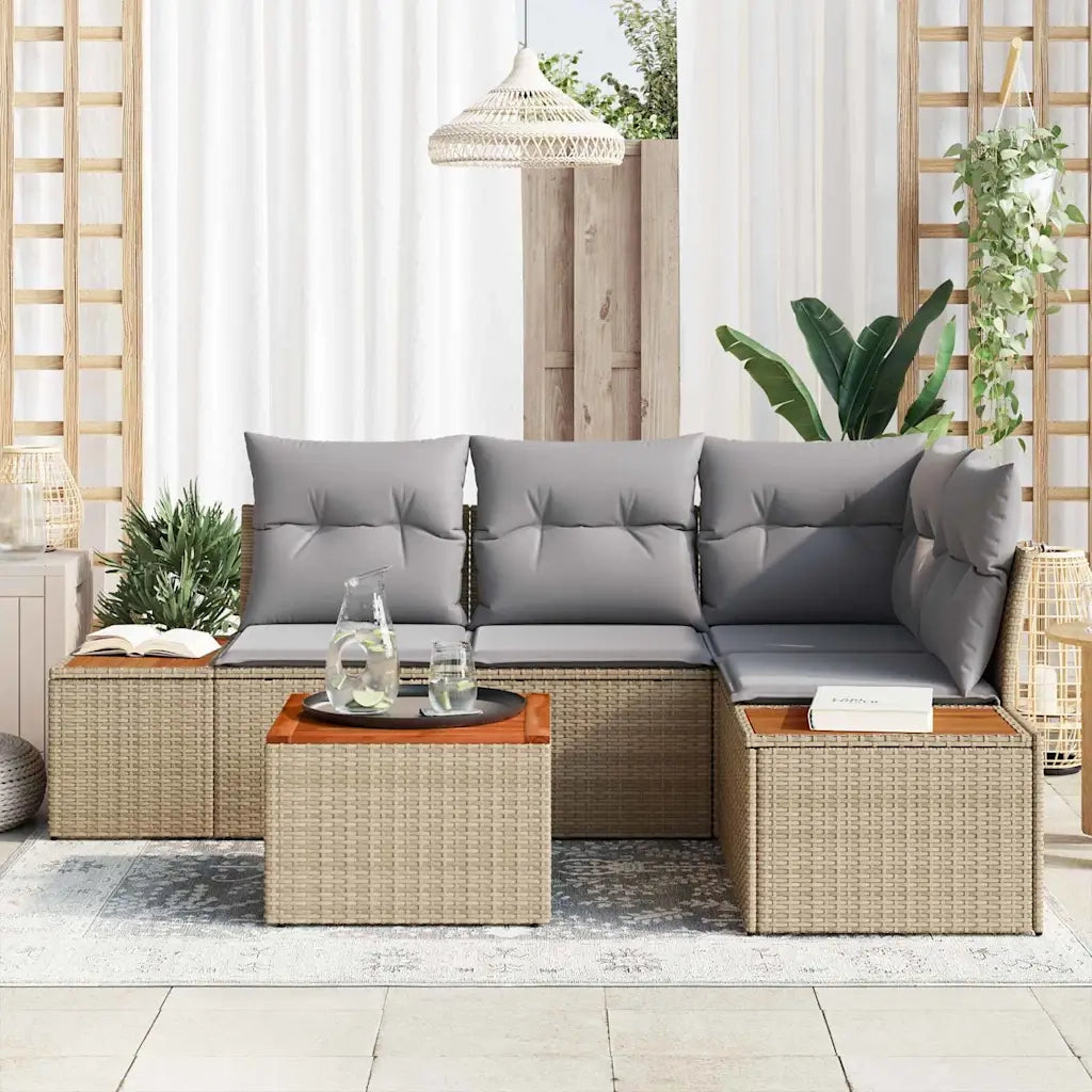 Set Divano da Giardino 4 pcs Beige e Grigio Chiaro Polyrattan 3356750