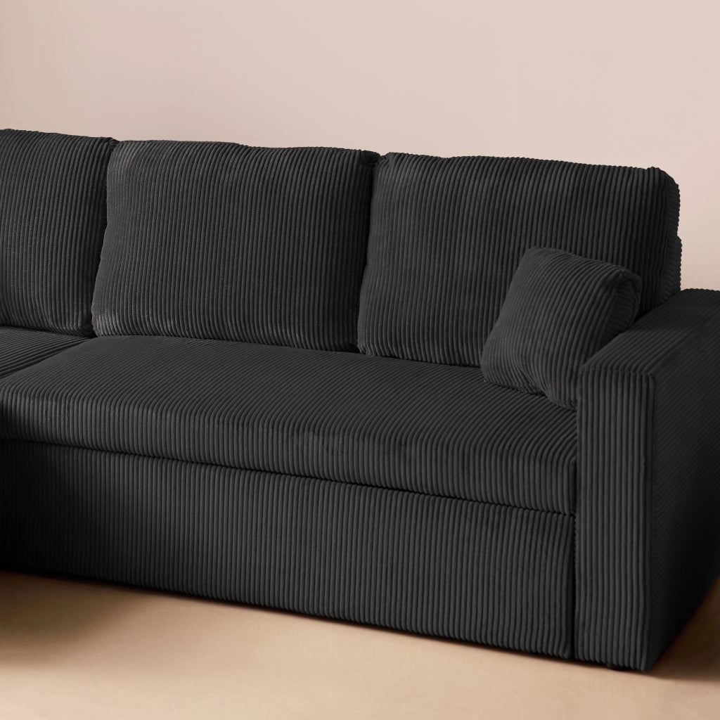 Divano letto angolare reversibile, 3 posti, grigio scuro