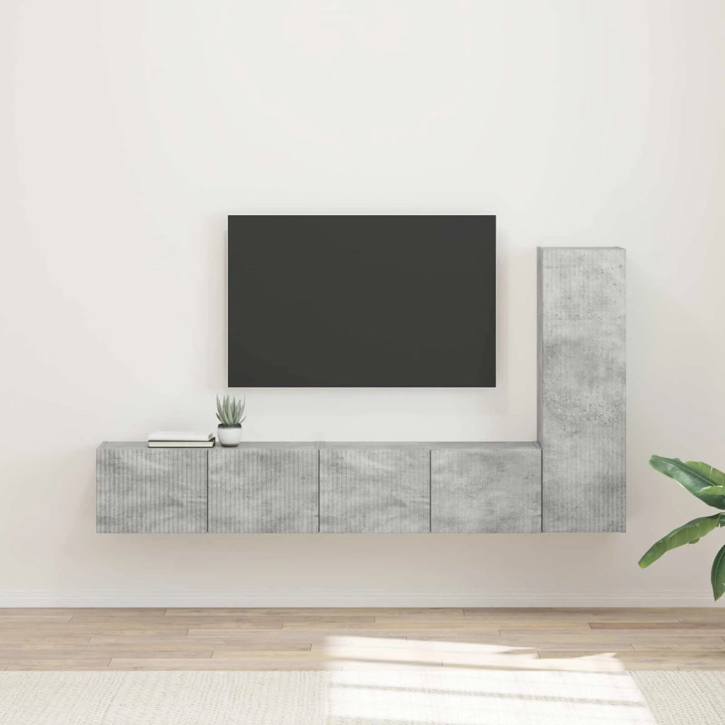 Set mobile TV 3 pz | Armadietto TV | Mobile Porta TV Grigio cemento Legno multistrato