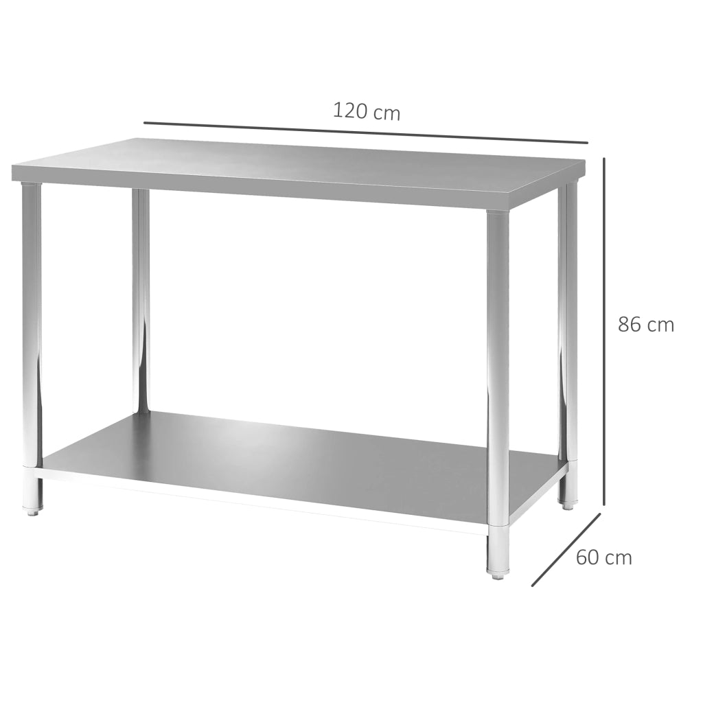 Tavolo da lavoro ¨C Minimal ¨C acciaio inox argentato 120x60x86