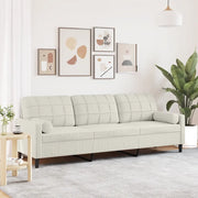Divano a 3 Posti con Cuscini Crema 210 cm in Velluto 3278247