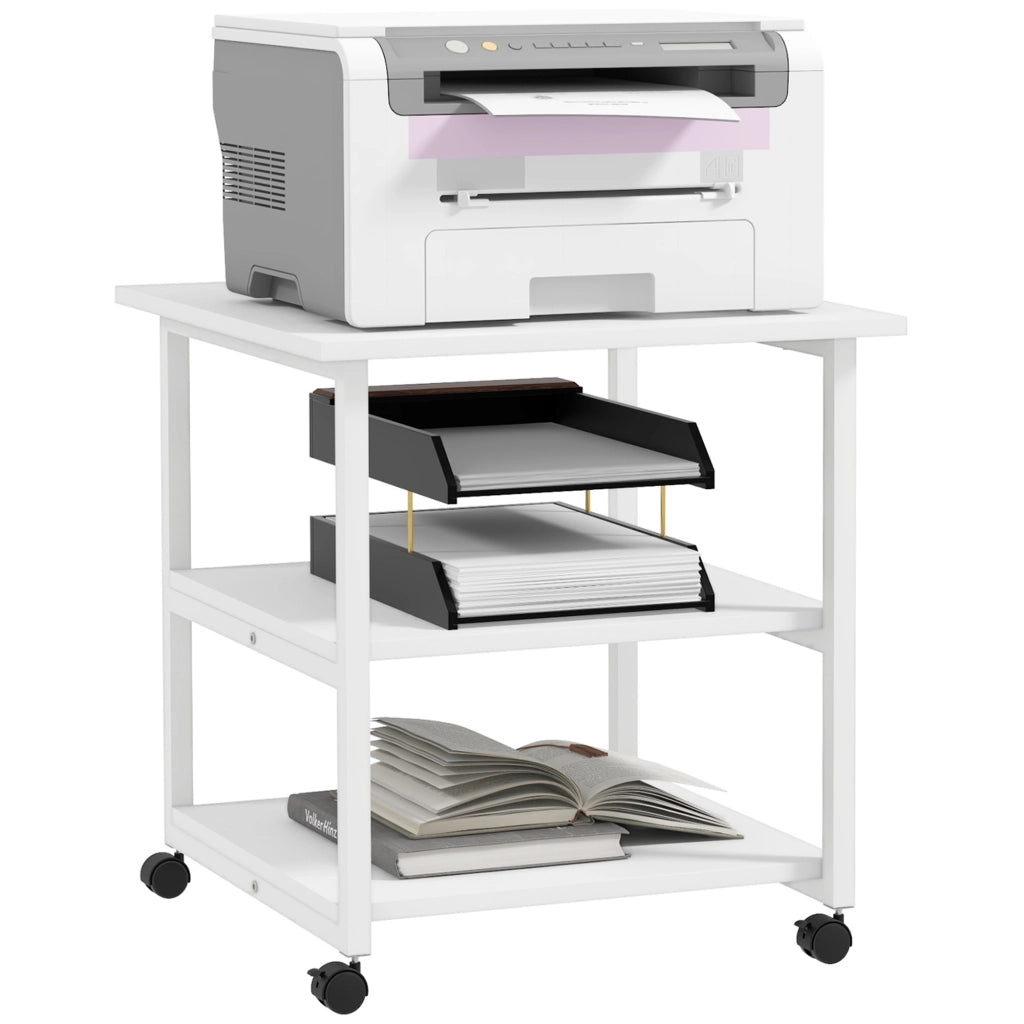Scrivania per Computer con Stampante e Ruote ¨C Minimal ¨C Grigio 50x50x52.5 cm