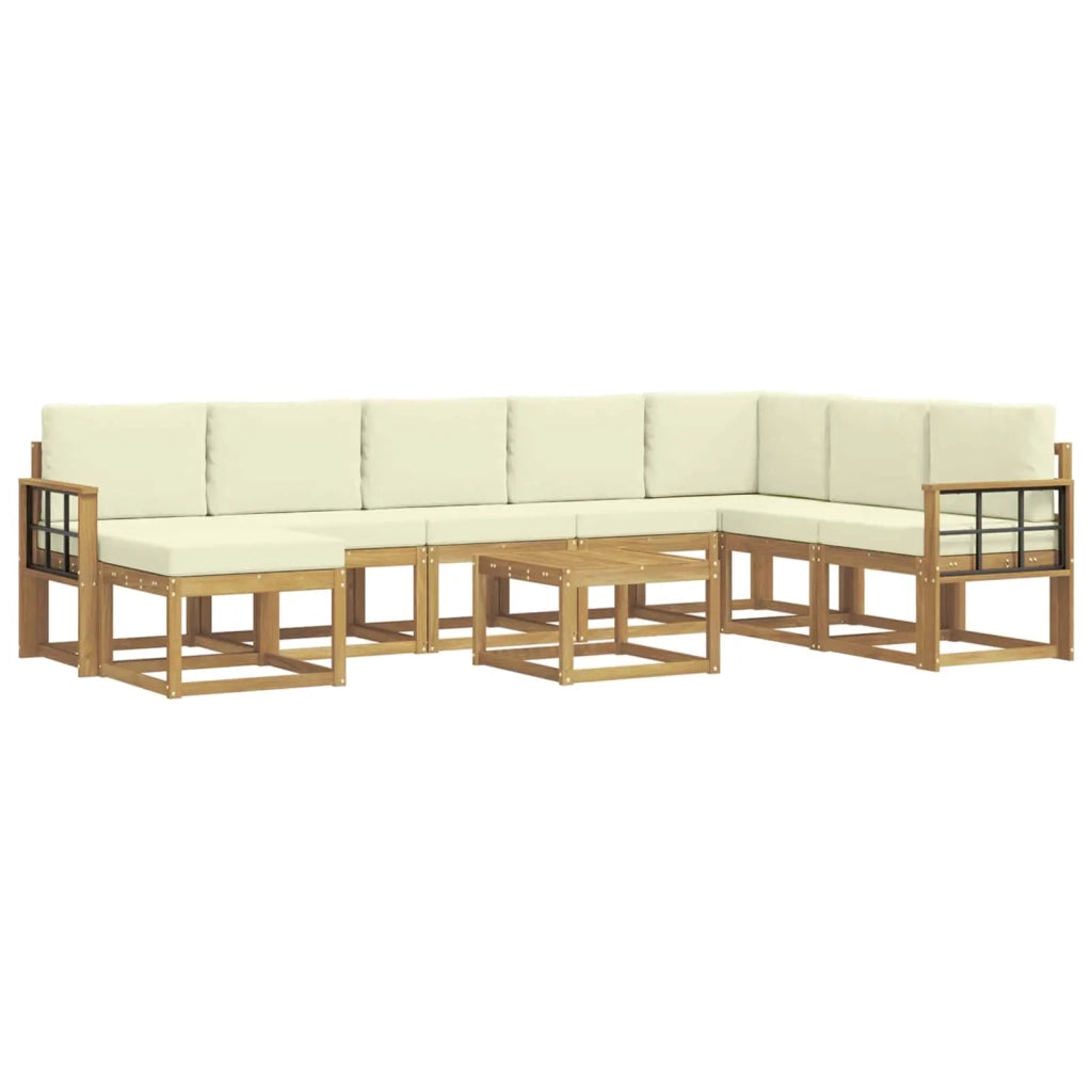 Set di divani da esterno con cuscino 9 pcs Bianco e Crema 3388094