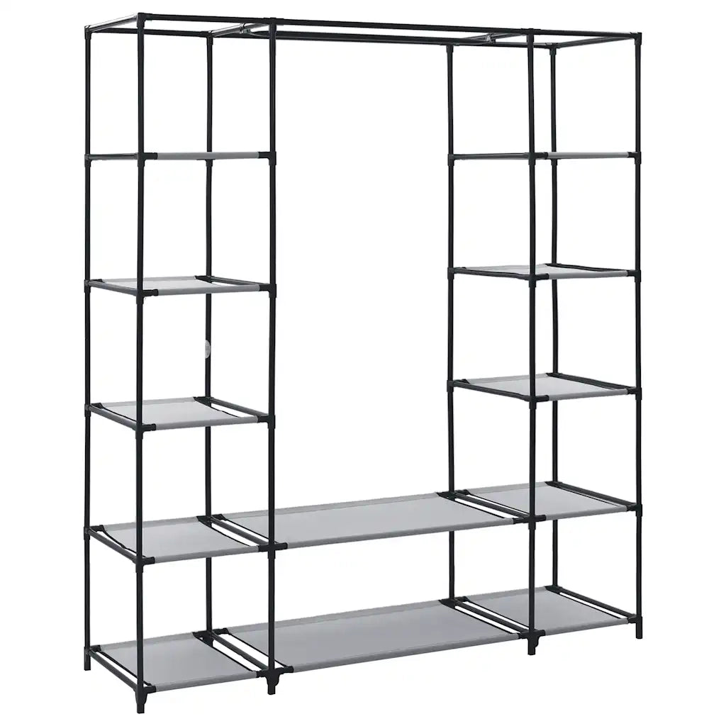 Armadio con Scomparti e Aste Grigio 150x45x176 cm in Tessuto 282436