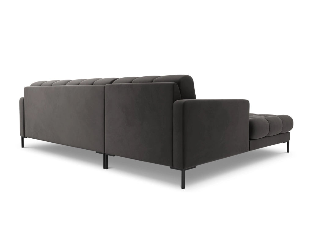Cosmopolitan Design - Divano angolare sinistro "Bali" 5 posti in velluto grigio scuro 