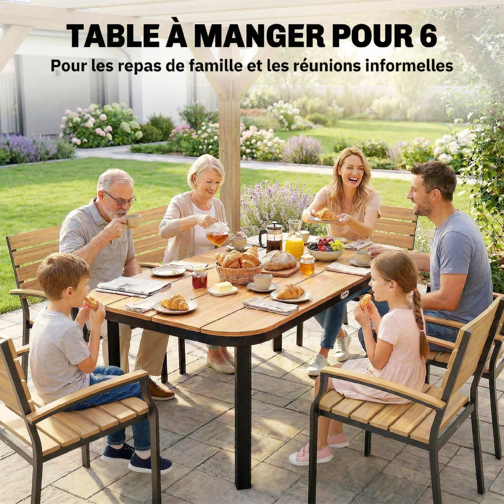 Tavolo da Giardino Rettangolare per 4-6 Persone ¨C Minimal ¨C Legno WPC Naturale 155x88x72cm