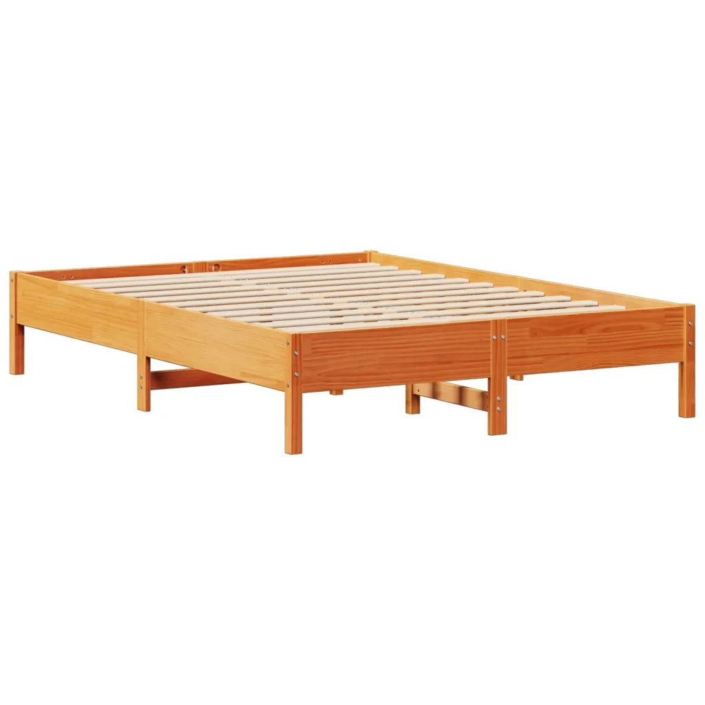 Letto senza Materasso Marrone Cera 135x190 cm in Legno di Pino
