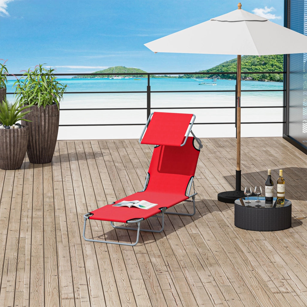 Sdraio Pieghevole da Giardino con Schienale Regolabile e Tettuccio ¨C Minimal ¨C Rosso
