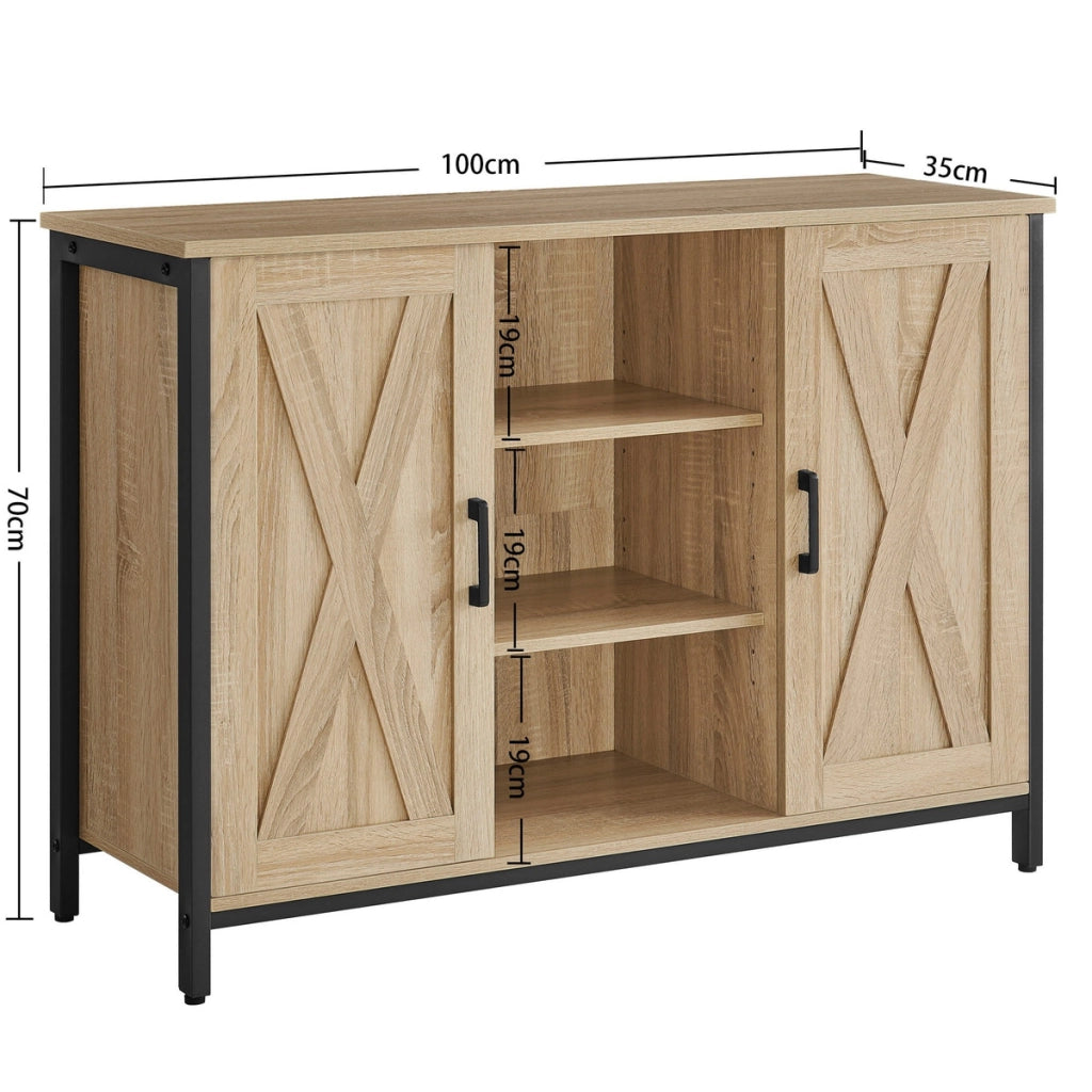 Mobile Credenza Industiale Sonoma con Ante e Vani a Giorno