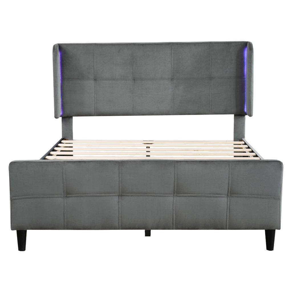 letto imbottito velluto grigio 140x200 cm