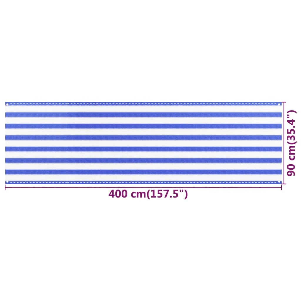 Schermo per balcone schermo per la privacy 90 x 400 cm HDPE blu e bianco 02_0010126