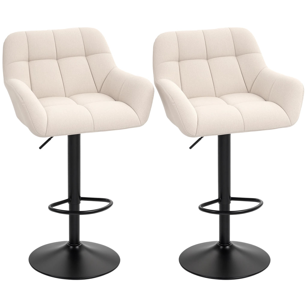 Sgabello da bar ¨C Minimal ¨C 2 pezzi retr¨° in similpelle e tessuto crema e nero