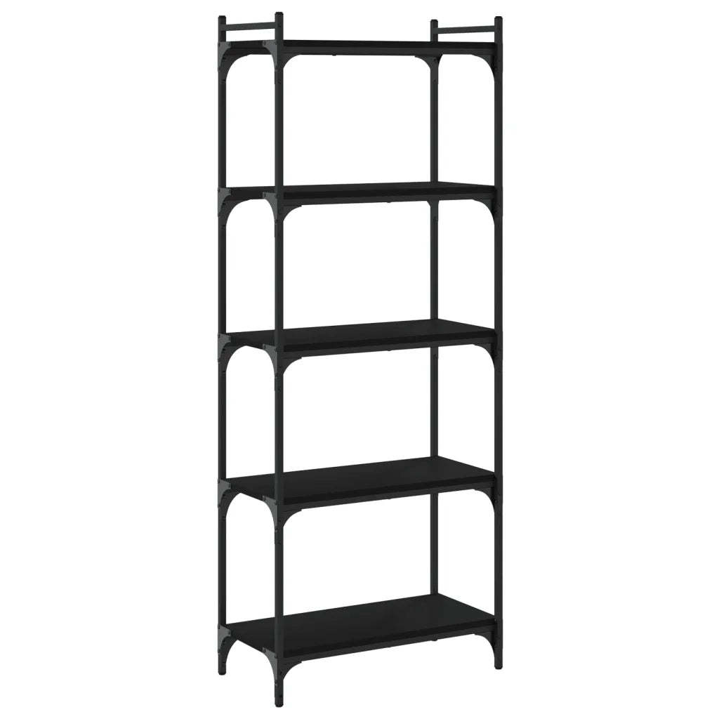 Libreria a 5 Ripiani-Scaffale per Libri-Mobile di Stoccaggio Nera 60x30x154 cm in Legno Multistrato