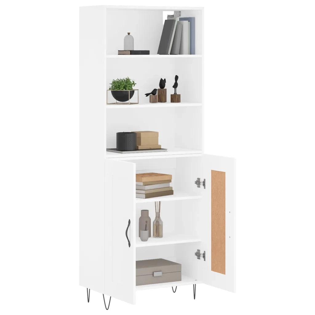 Credenza-Buffet-Armadio da cucina Bianca 69,5x34x180 cm in Legno Multistrato 969534