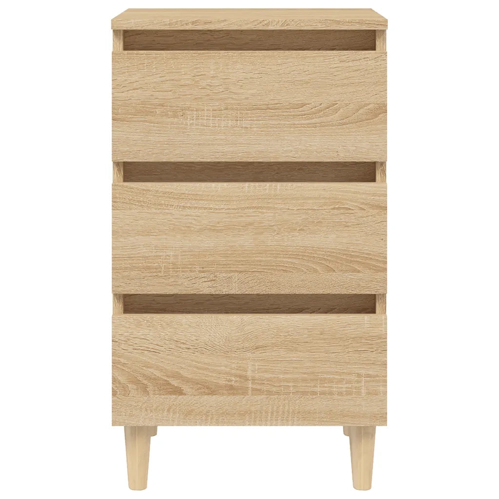 Comodino con Gambe in Legno Massello Rovere Sonoma 40x35x69 cm 805893