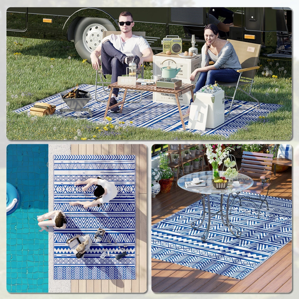 Tappeto Reversibile 182x274 cm ¨C zephmum ¨C Blu Scuro e Bianco