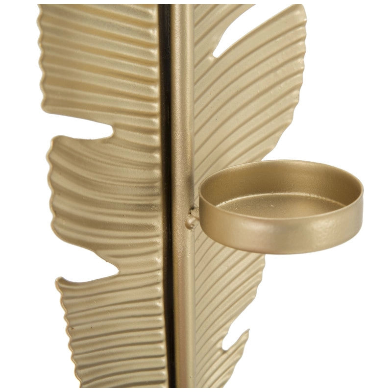 Scultura Foglia Con Porta Candela Glam cm 10x10x34