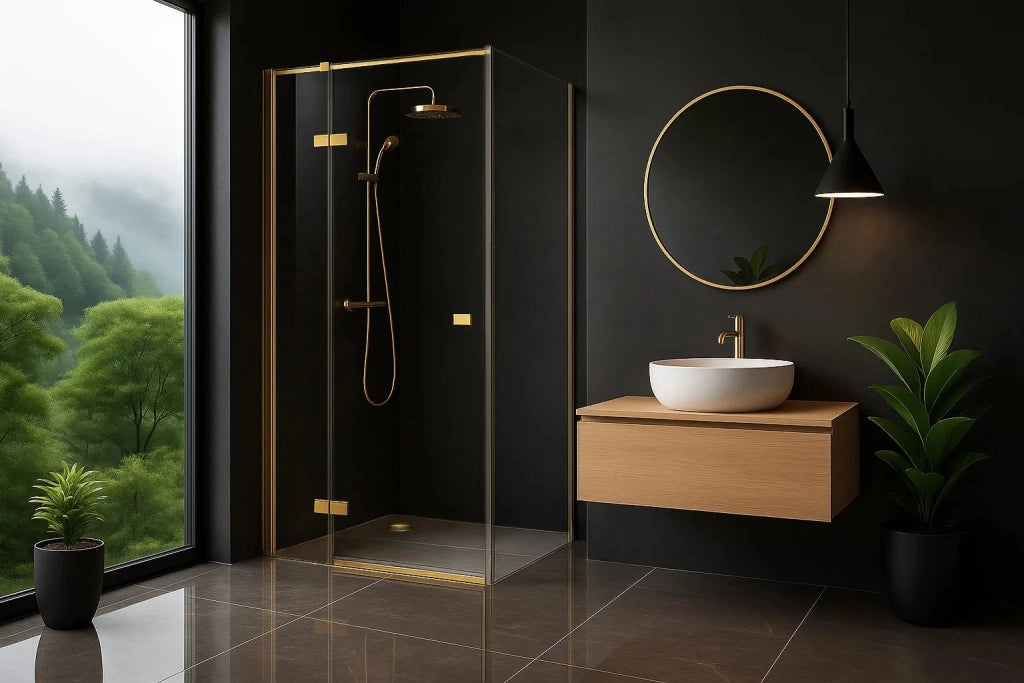 Cabina Doccia Rea Atlas 100x80 Brush Gold destra