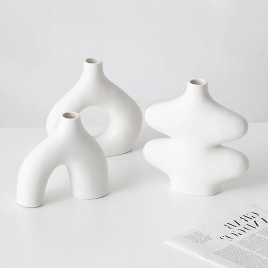 Set di Vasi Ceramici da 3 per Decorazione di Stile Rurale con Vasi per Pampas per Stile Boho - Accessori per Salotto