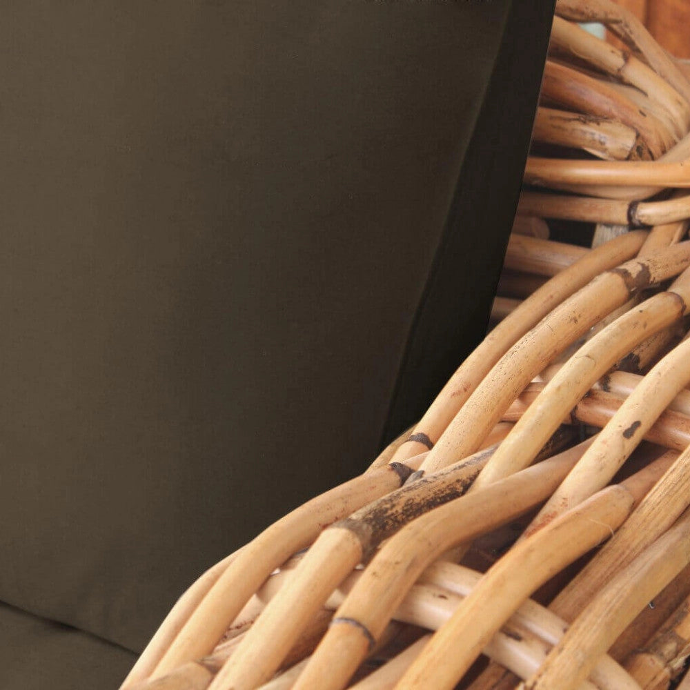 Set Salotto da Giardino Divano 2 Poltrone e Tavolino con Cuscini in Rattan Marrone