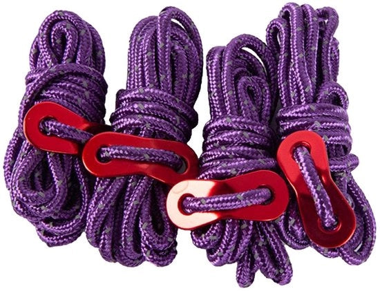 Tentacciaio 4mm - 4 pezzi - Riflettente - Nylon - Chiave a stella in alluminio - Leggero - Portatile - Corda da tenda