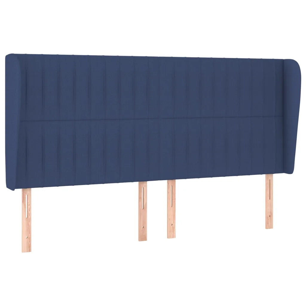 Testiera ad Orecchio-Testata con Orecchie Blu 163x23x118/128 cm in Tessuto 667244