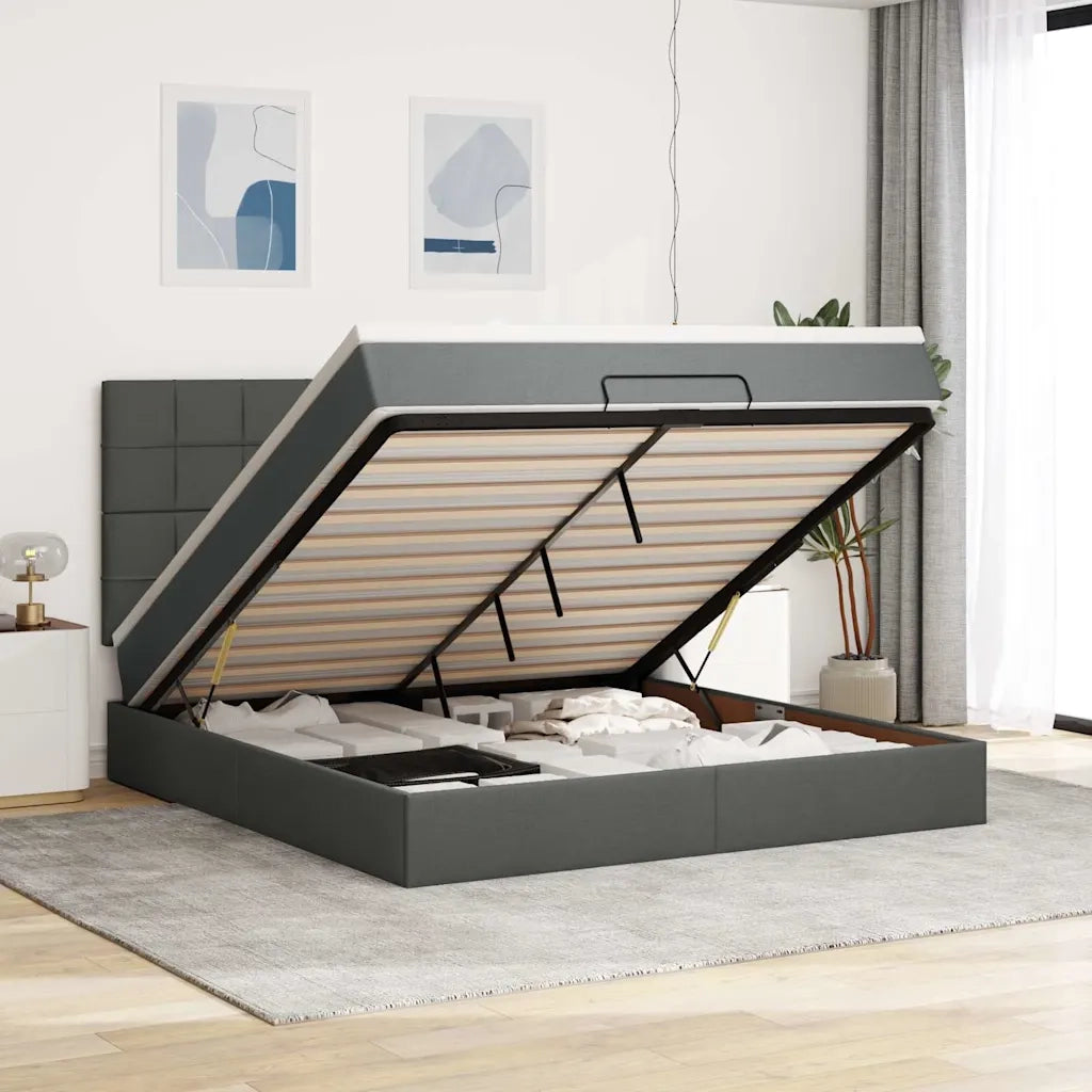 Struttura Letto Pouf con Materasso 180x200 cm in Tessuto 3314025