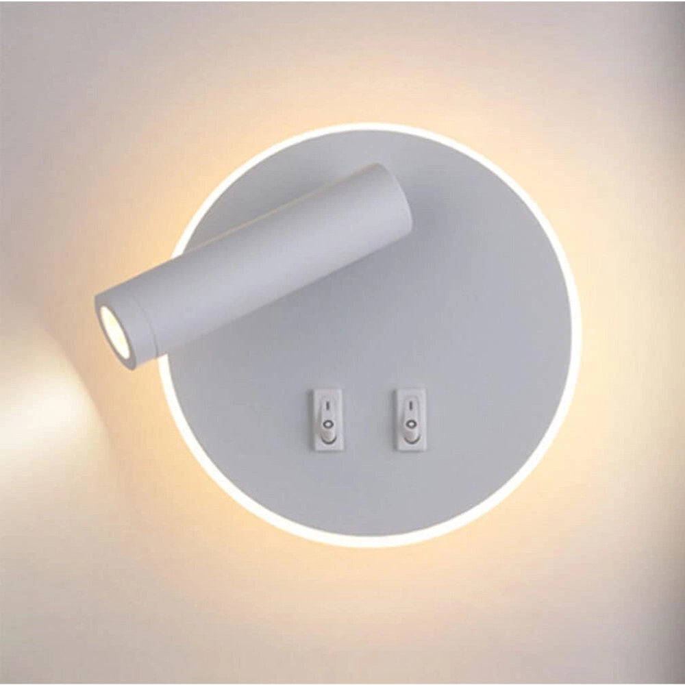 Trade Shop - Applique Led Orientabile Da Parete Doppia Fonte Luminosa 8 Watt Luce Calda 3000k Mr-01 -