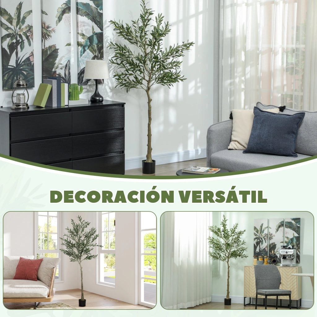 Albero di Olivo Artificiale 180cm ¨C zephmum ¨C Verde con Vaso