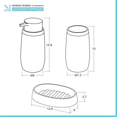 Set accessori bagno tortora cannettato con finitura effetto legno 5 pezzi Blob
